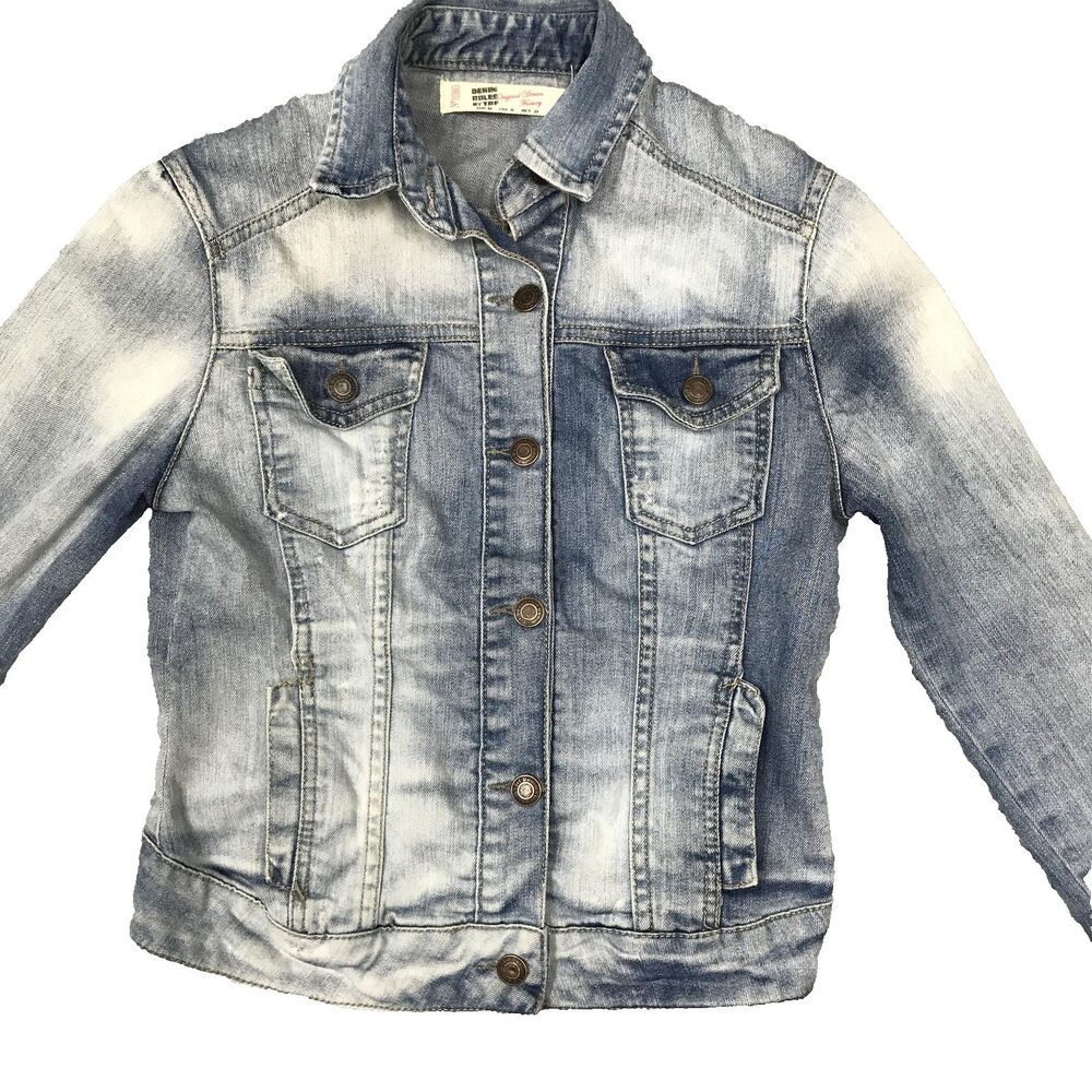Denim Rules By TRF Jacket Womens Medium Blue Denim Faded Slim Button Front